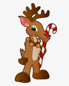 Christmas Bambi Png , Png Download - Reindeer With Candy Cane Clipart, Transparent Png, Free Download