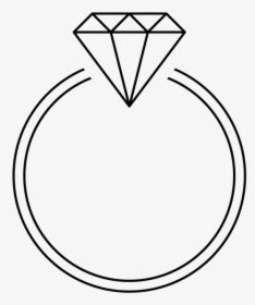 Ring, Diamond, Black, Transparent Background, Template - Simple Pocket Watch Drawing, HD Png Download, Free Download