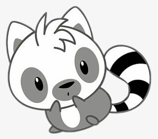Freetoedit Cute Kawaii Racoon Grey White Black - Cute Lemur Drawing, HD Png Download, Free Download