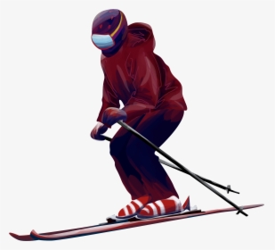 Hand Drawn Winter Ski Teenager Png And Psd - Drawn Skier Png, Transparent Png, Free Download