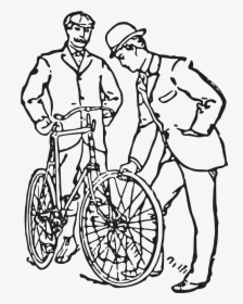 Two Men And A Bicycle Clip Arts - Cycle Repair Drawing, HD Png Download, Free Download