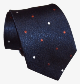 Dark Blue With Orange And White Dots Tie - Polka Dot, HD Png Download, Free Download