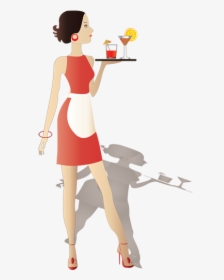 Waitress Cocktails Drinks Server Serve Waitress Vector - Illustration, HD Png Download, Free Download