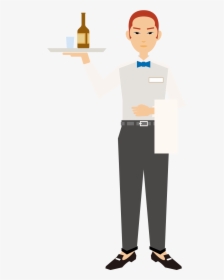 Hotel Illustration Painted Flat Short Staff - 服务员 矢量 图, HD Png Download, Free Download