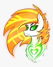 Neon Line, Bust, Female, Green Eyes, Mare, Multicolored - Cartoon, HD Png Download, Free Download