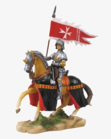 Armored Crusader On Horseback With Maltese-cross Flag - Stallion, HD Png Download, Free Download