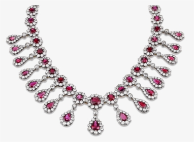 Antique Burma Ruby And Diamond Necklace - Army Embroidery Design, HD Png Download, Free Download