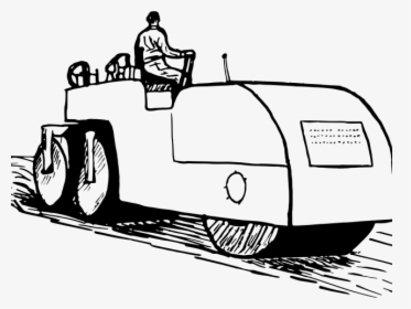 Vector Clipart Road - Road Roller Black And White, HD Png Download, Free Download