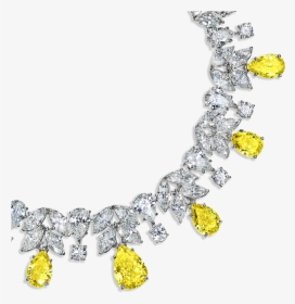 Yellow And White Diamond Necklace, HD Png Download, Free Download