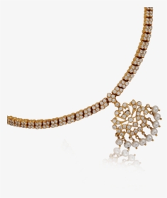 Diamond Grace Pearl Necklace - Close Setting Diamond Necklace, HD Png Download, Free Download