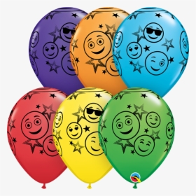 Transparent Balloon Emoji Png - Balloon Latex Smiley Stars Emoji Ast Qualatex, Png Download, Free Download