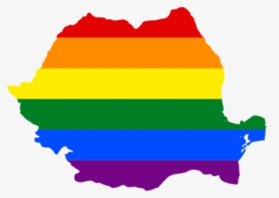 Lgbt Flag Map Of Romania - Romania Flag Map Png, Transparent Png, Free Download
