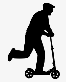 Old Man, Ride, Scooter, Play, Funny, Hurry Up, Leg - Funny Old Man Silhouette, HD Png Download, Free Download