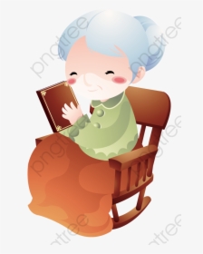 Reading Grandmother Old People - Desenho Vovó Sentada Png, Transparent Png, Free Download