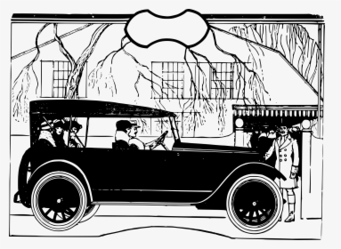 People Drive An Old Car Clip Arts - People In Car Drawing, HD Png Download, Free Download