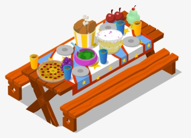 Picnic Table Clipart Illustration Png - Clipart Picnic Table With Food, Transparent Png, Free Download