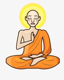 Meditation Monk Clip Art - Buddhist Monk With Transparent Background, HD Png Download, Free Download