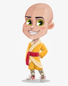 Cute Monk Boy Cartoon Vector Character Aka Kalsang - Cartoon Boy Monk, HD Png Download, Free Download