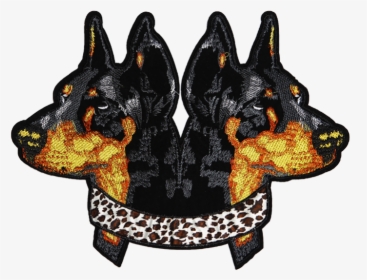 Big Double Head Doberman Ironing Embroidery - Dobermann, HD Png Download, Free Download