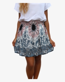 White Mandala Short Mini Skirt Bohemian Island - A-line, HD Png Download, Free Download
