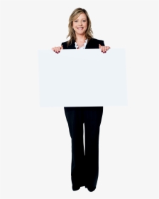 Girl Holding Banner Png Image - Woman Holding Banner Png, Transparent Png, Free Download