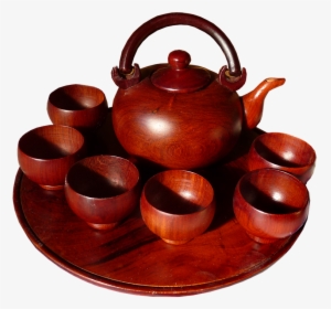 Tea Set, Mahogany, Wood - Tea Set, HD Png Download, Free Download