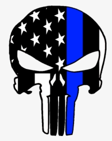 Thin Blue Line Punisher Sticker - Thin Blue Line Punisher Png, Transparent Png, Free Download