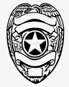 Police Badge Png Black And White - Police Badge Clipart Black And White, Transparent Png, Free Download