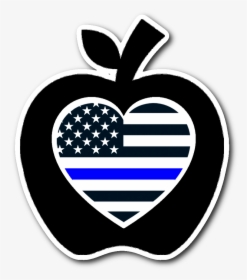 Thin Blue Line Heart Flag Apple - 4th Of July Flag, HD Png Download, Free Download