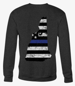 Police Crewneck Sweatshirt Nh Thin Blue Line Shirt - Long-sleeved T-shirt, HD Png Download, Free Download
