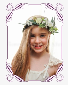 Silk Artificial White Wedding Floral Crown / Halo With - Wedding Basket For Flower Girl, HD Png Download, Free Download