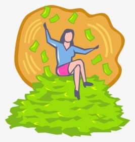 Vector Illustration Of Businesswoman Sits On Pile Of, HD Png Download, Free Download