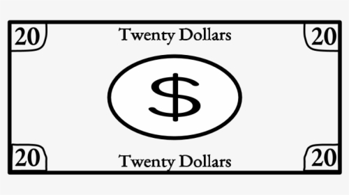 Twenty Dollar Bill, 20, Black And White - Circle, HD Png Download, Free Download