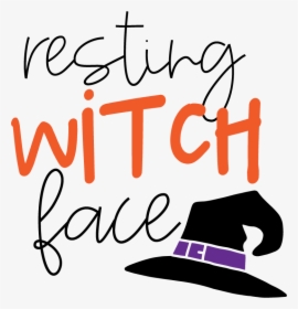 Png File With Witches Hat And Resting Witch Face Text - Halloween Free Svg, Transparent Png, Free Download