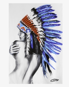 Headdress - Red White Blue Chief Headdress Painting, HD Png Download, Free Download