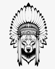Wolf With Headdress, HD Png Download, Free Download
