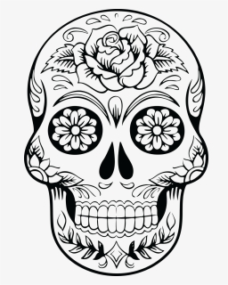 Line Art,head,skull - Sugar Skull Silhouette Png, Transparent Png, Free Download