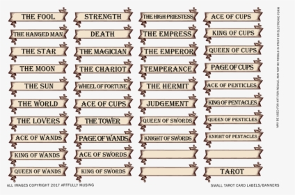 Transparent Tarot Cards Png - Tarot Cards With Labels, Png Download, Free Download