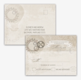 Steampunk Wedding Vintage Industrial Chic Rsvp Postcard - Letter, HD Png Download, Free Download
