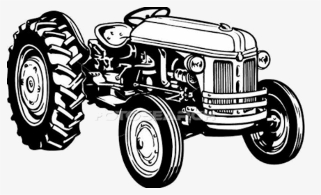Old Tractor Clipart - Antique Tractor Clipart Black And White, HD Png Download, Free Download