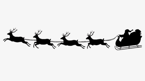 Christmas Silhouette Santa Reindeer, HD Png Download, Free Download