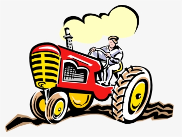 Vector Illustration Of Farmer Riding Farm Equipment - Clipart Farmer On Tractor, HD Png Download, Free Download