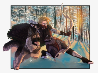 “action Archer” dragonborn Ismene And Faithful Partner - Illustration, HD Png Download, Free Download