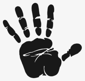 Hand, Print, Grey, Fingers, Thumbs, Stop - Hand Print Clipart Black And White, HD Png Download, Free Download