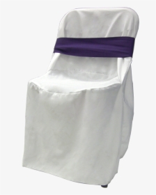 White Linen Chair Cover With Purple Bow For Weddings - White Chair Cover Rentals, HD Png Download, Free Download