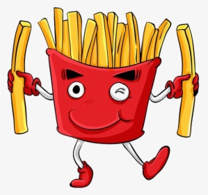 French Fries Fast Food Junk Food Cartoon - French Fries Cartoon, HD Png Download, Free Download
