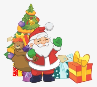 Transparent Santa"s List Clipart - Christmas Tree And Santa Clipart, HD Png Download, Free Download