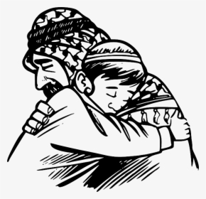 Father And Son Hugging Drawing, HD Png Download, Free Download
