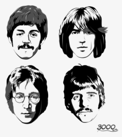 Beatles Png Free Download - Beatles Faces Black And White, Transparent Png, Free Download