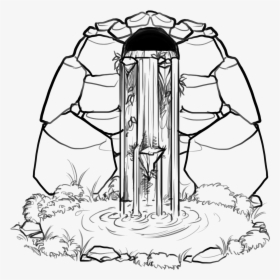 Black And White Waterfall Drawing, HD Png Download, Free Download